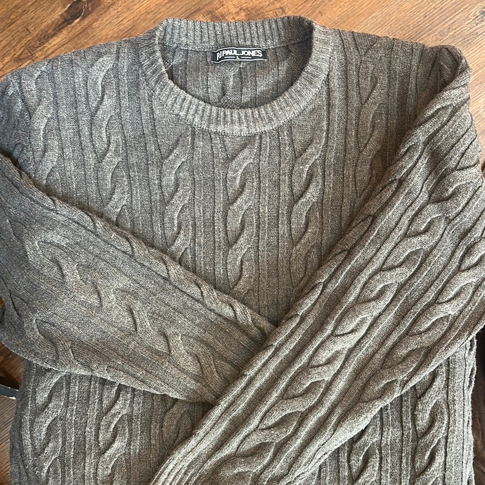 PJ Paul Jones Gray Cable Knit Sweater